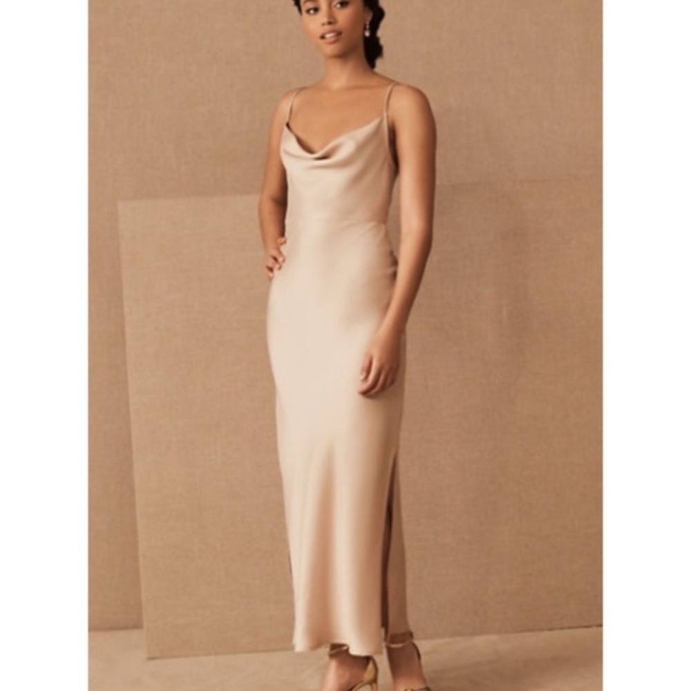 BHLDN Cali Satin Charmeuse Midi Dress (Oyster)